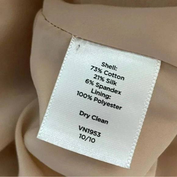 TALBOTS 14P blazer jacket tan textured double breasted cotton/silk blend Classy - Picture 6 of 7